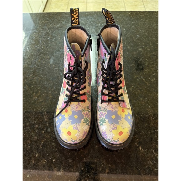 Doc Martens Floral Combat Boots Airwalk Womens Sz 5 Flowers Zipper Goth 90s Y2K